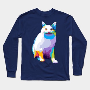 Polite Cat Meme Pop Art Long Sleeve T-Shirt